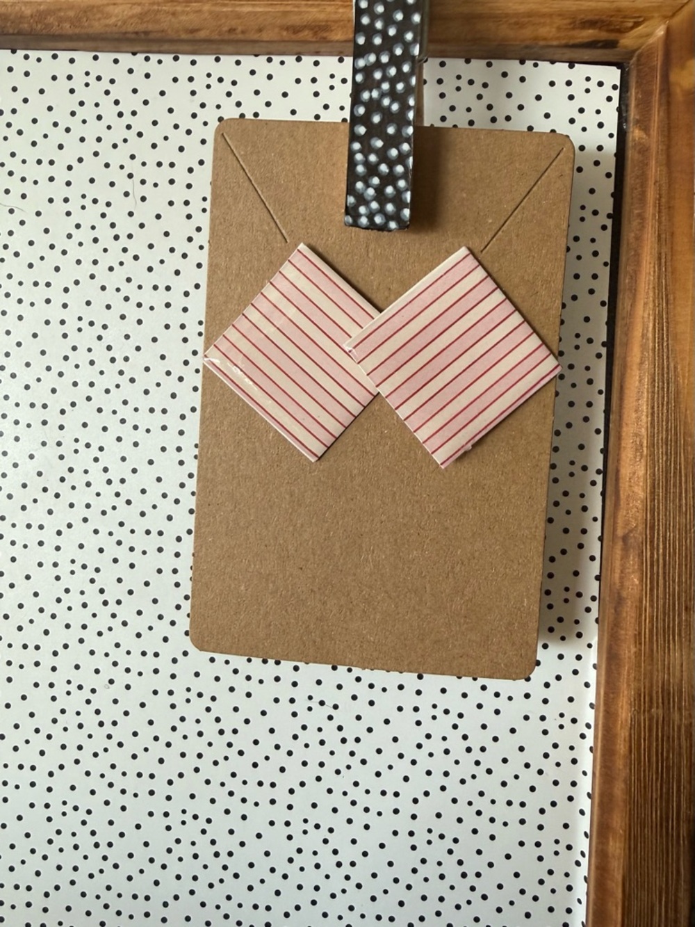 Pink Striped Geometric Stud Earrings